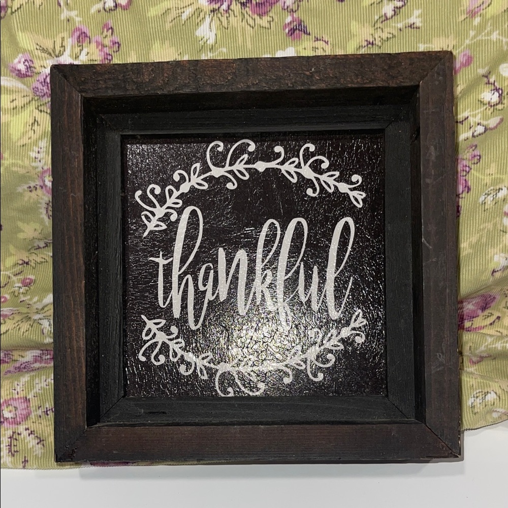 Rustic Black and White Thankful Wall Art